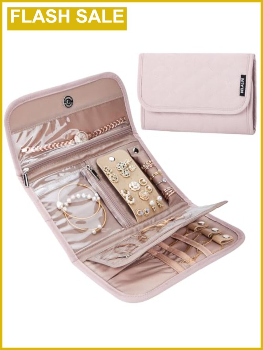 Travel Jewelry Organizer Roll Case for Earrings Necklaces Rings